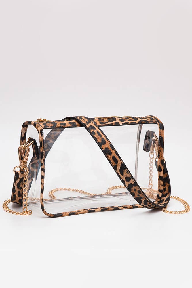 Clear Rectangle Stadium Concert Crossbody Bag-Gold
