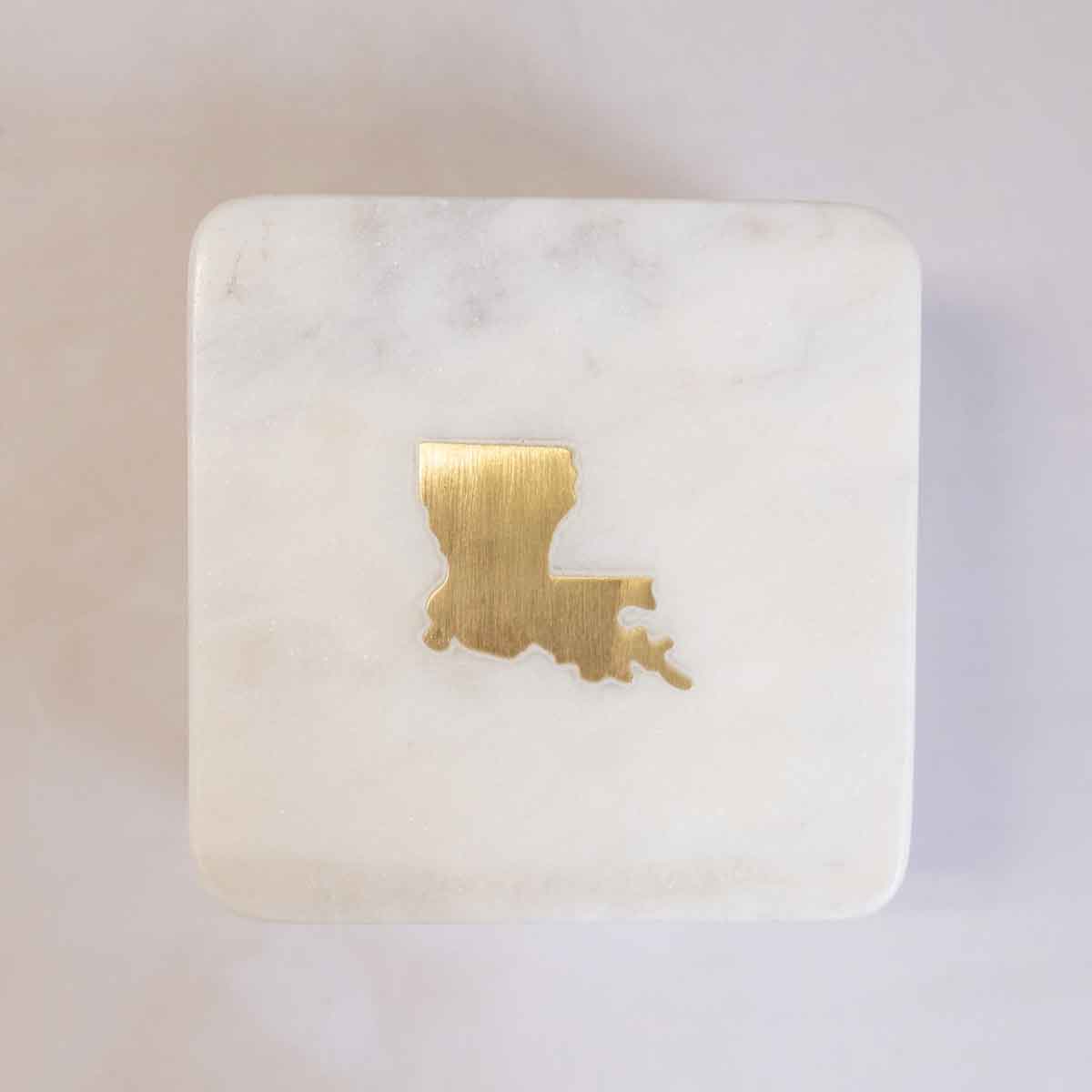 Louisiana Marble Coasters White/Brass 4x4 Set of 4