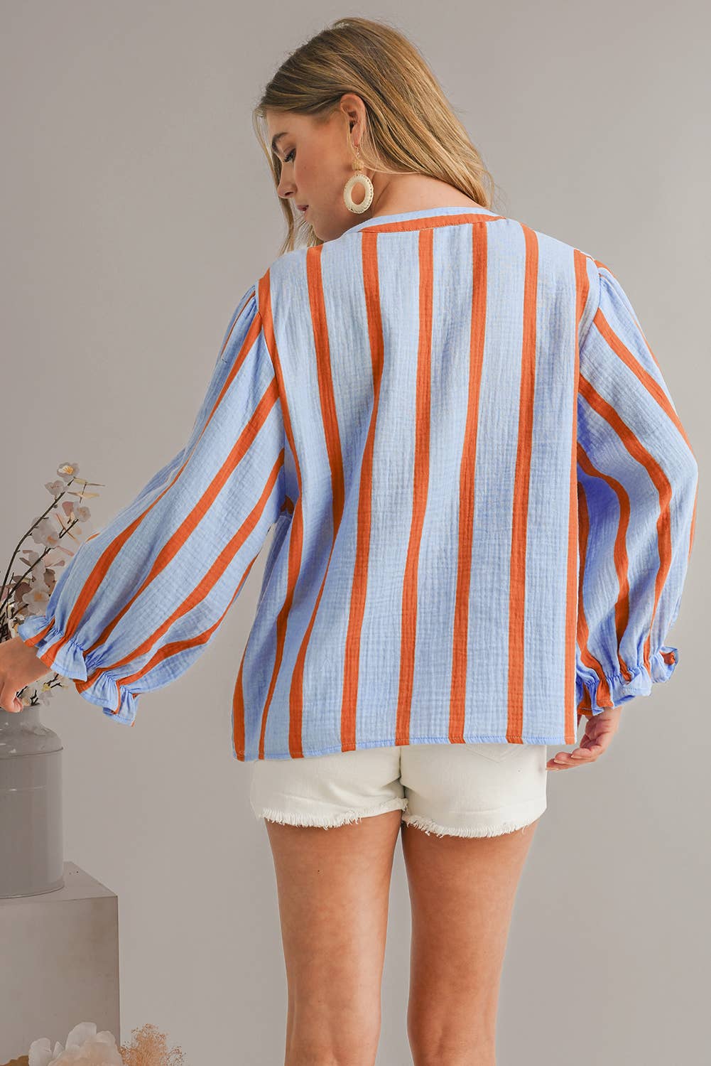 Textured Stripe Buttoned Front 100%Cotton Shirt | S-XL