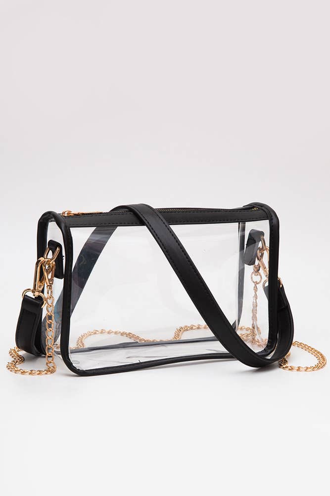 Clear Rectangle Stadium Concert Crossbody Bag-Gold