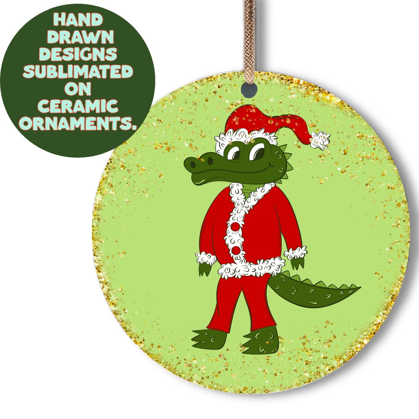 Christmas alligator Santa ornaments
