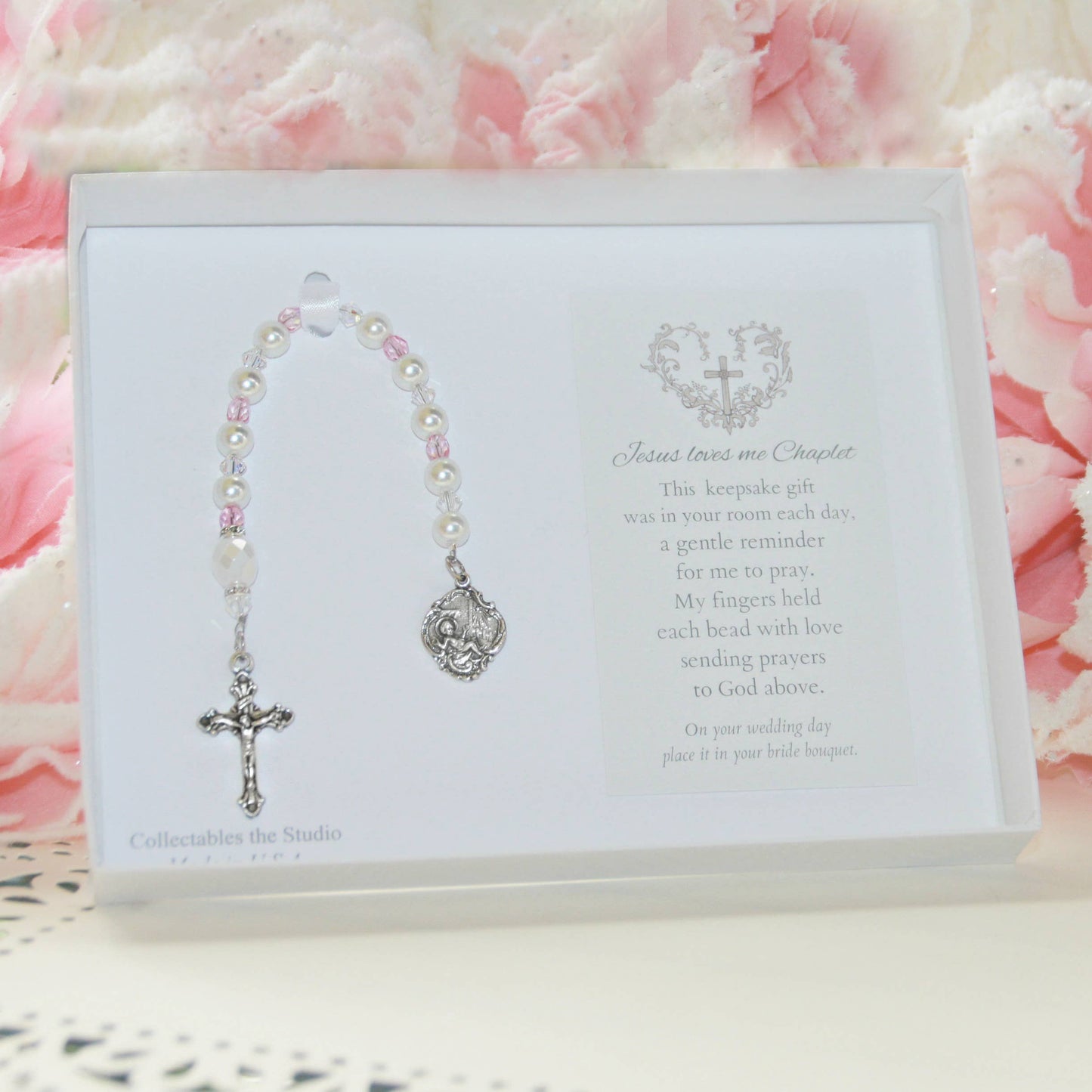 Chaplet Keepsake Jesus loves Me for Baby Girl CJ-198