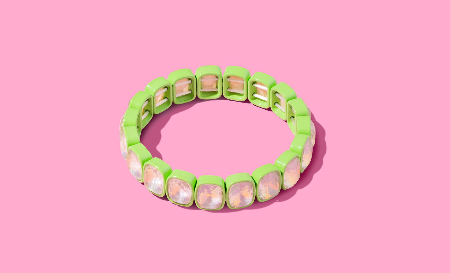 Stretch Bracelet - Enamel w/ Large Rectangle Stones - Layla