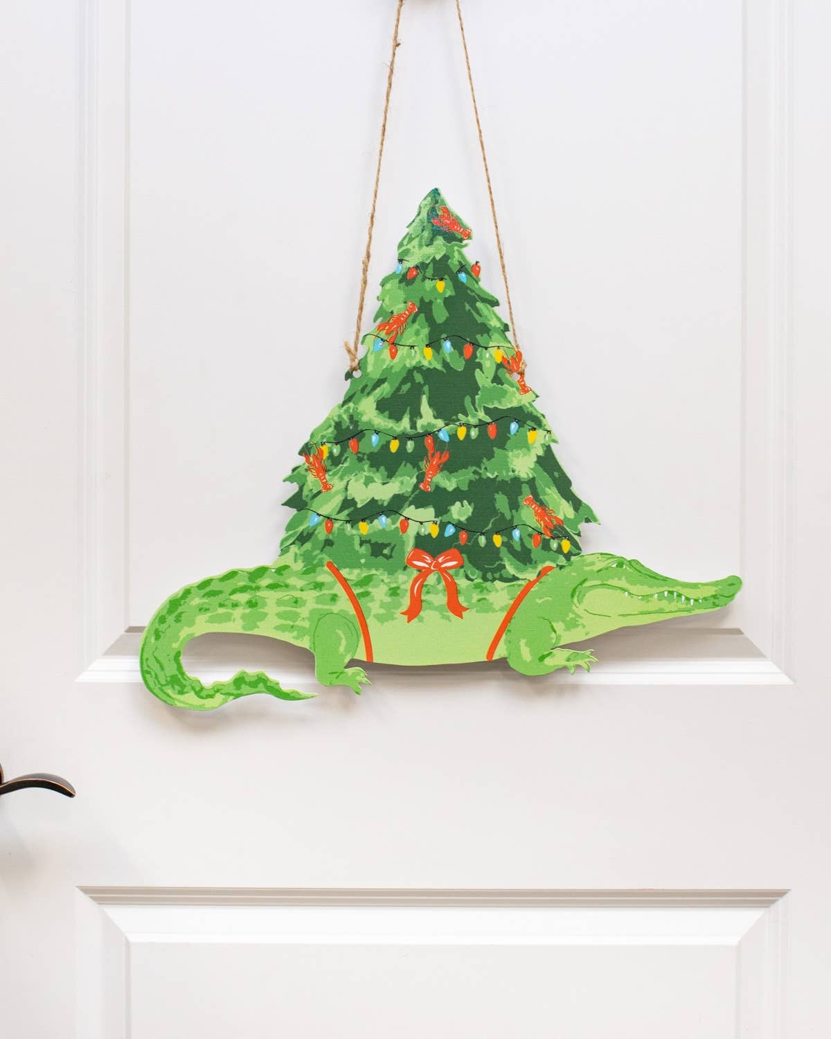 Christmas Alligator Door Hanger Green/Multi 19.75x17