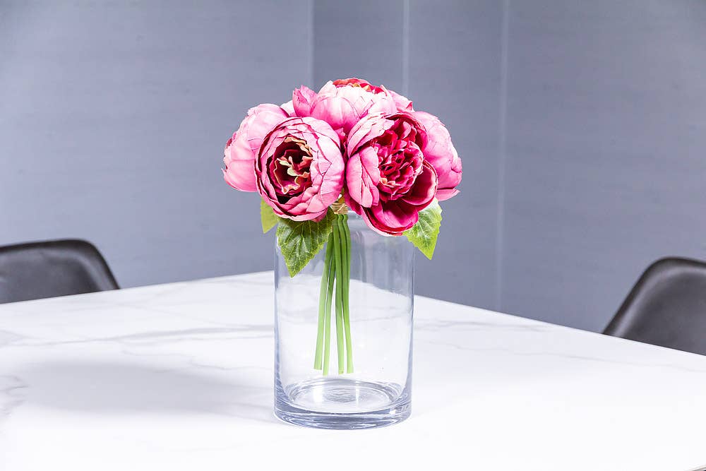 Full Peony Bouquet-Rose-10"H