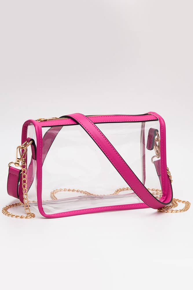 Clear Rectangle Stadium Concert Crossbody Bag-Gold