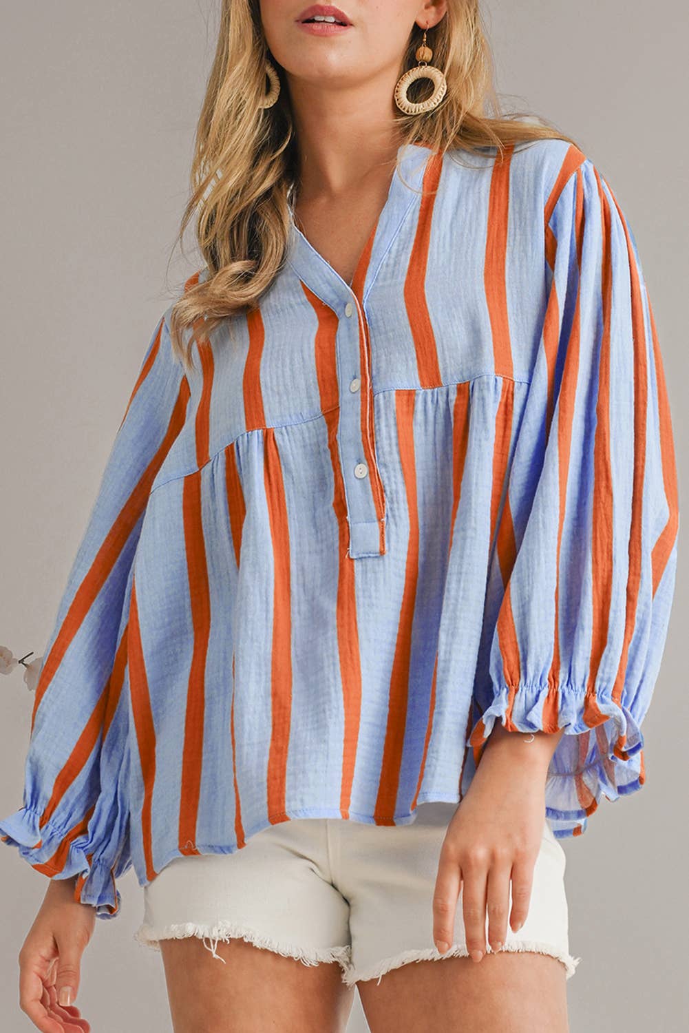 Textured Stripe Buttoned Front 100%Cotton Shirt | S-XL