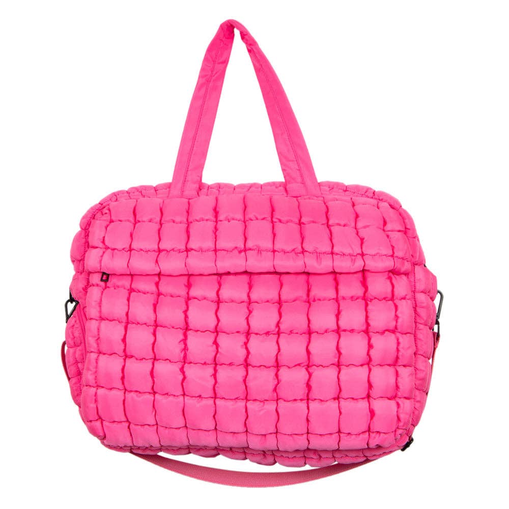 Hot Pink Quilted Duffel Mother's Day Weekender Bag