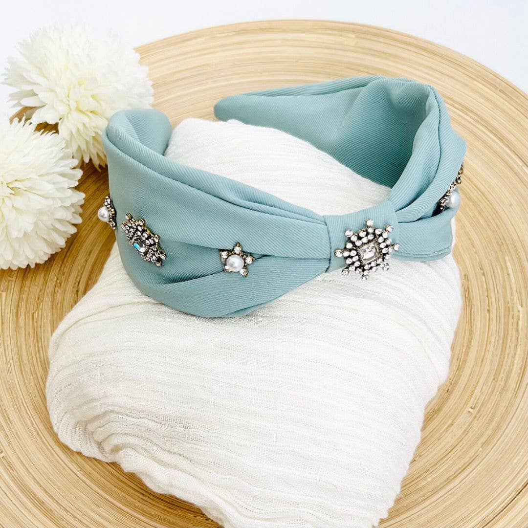 Bejeweled Headband | Cute Blue Headband | Wide Jewels