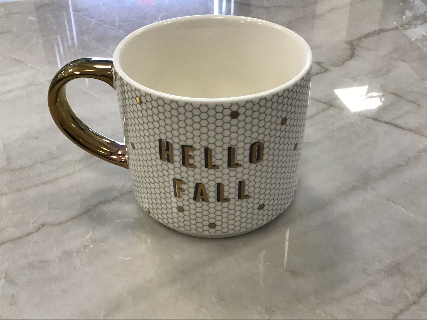 Hello Fall Cup Gold Tile