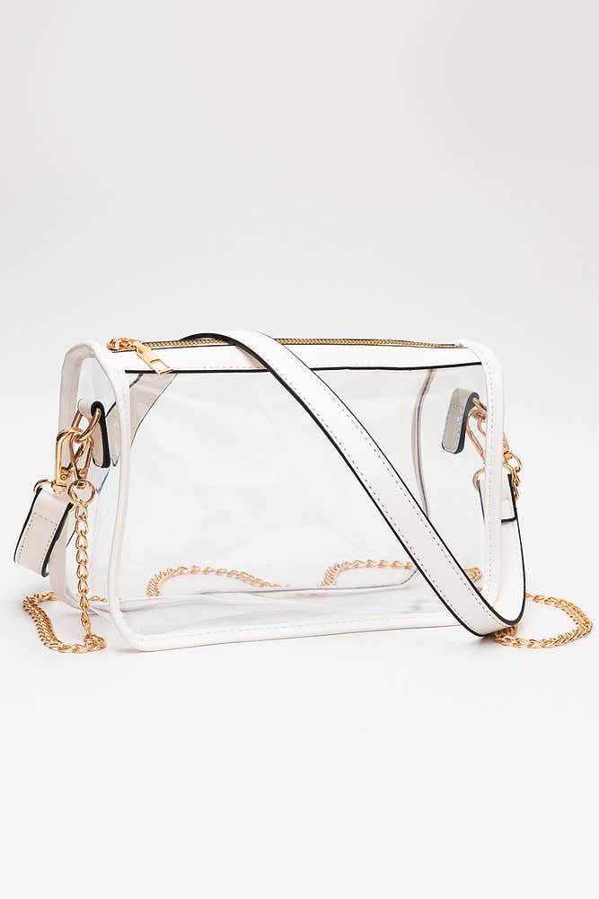 Clear Rectangle Stadium Concert Crossbody Bag-Gold