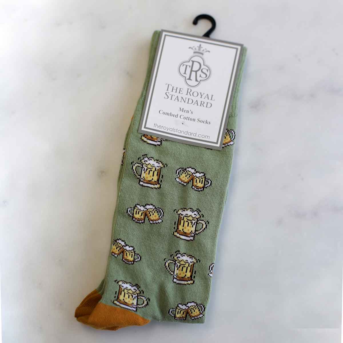 Men's Beer Cheers Socks Sage/Orange One Size