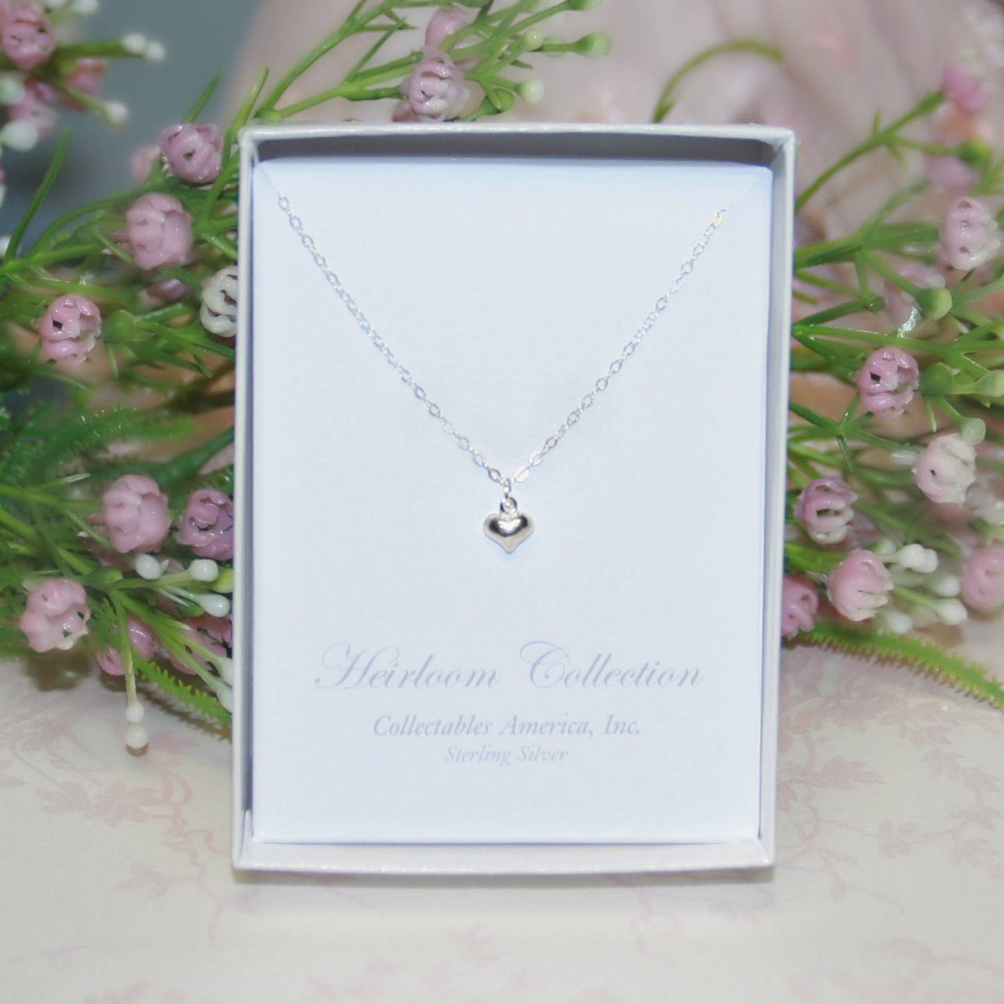 Sterling Silver Puffed Heart Necklace STG-277