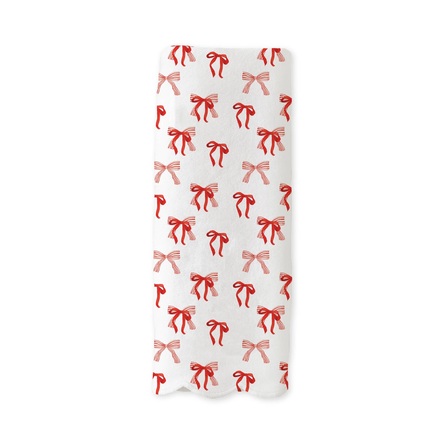 Scalloped Guest Towel - Red Bows