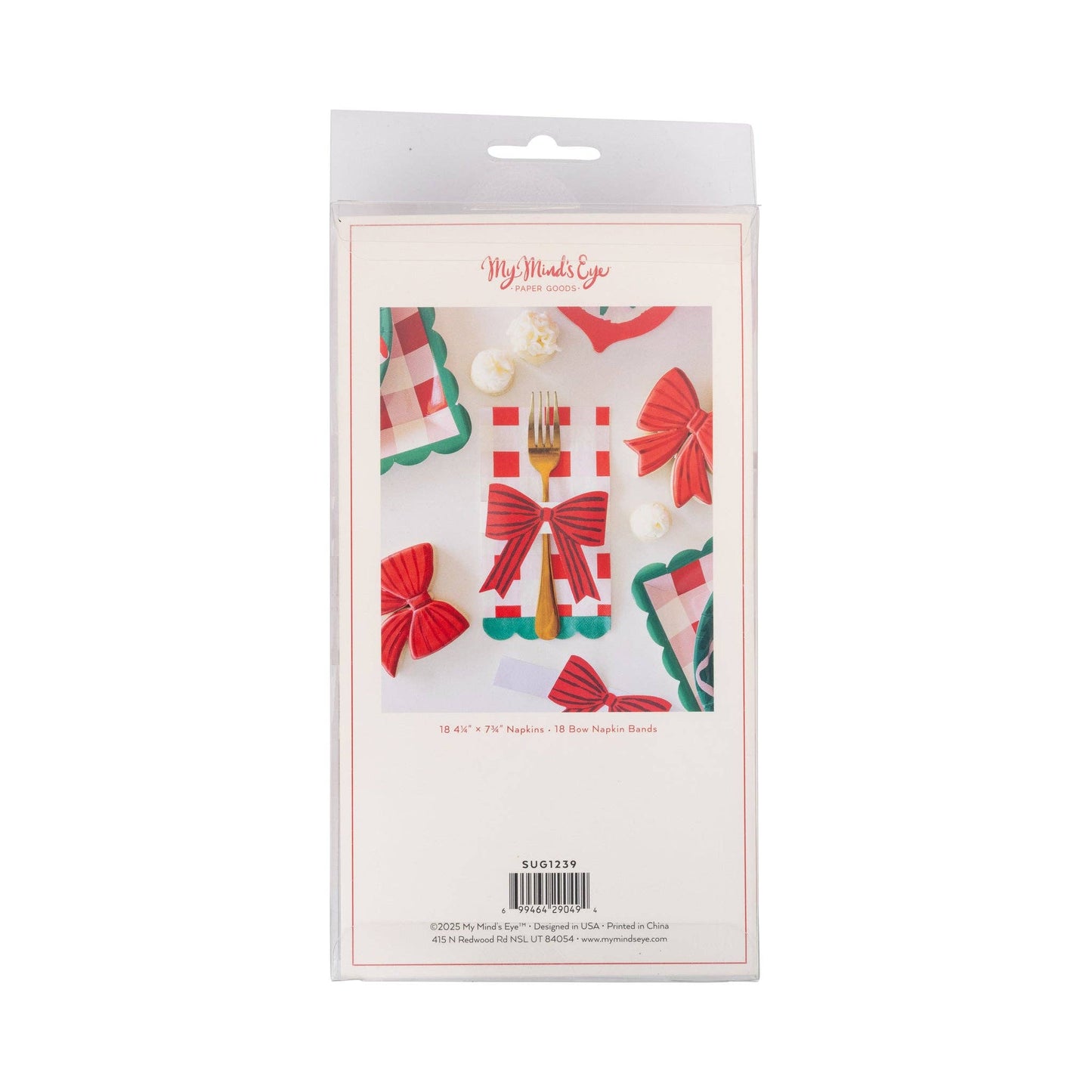 Plaid Napkin with Bow Paper Ring