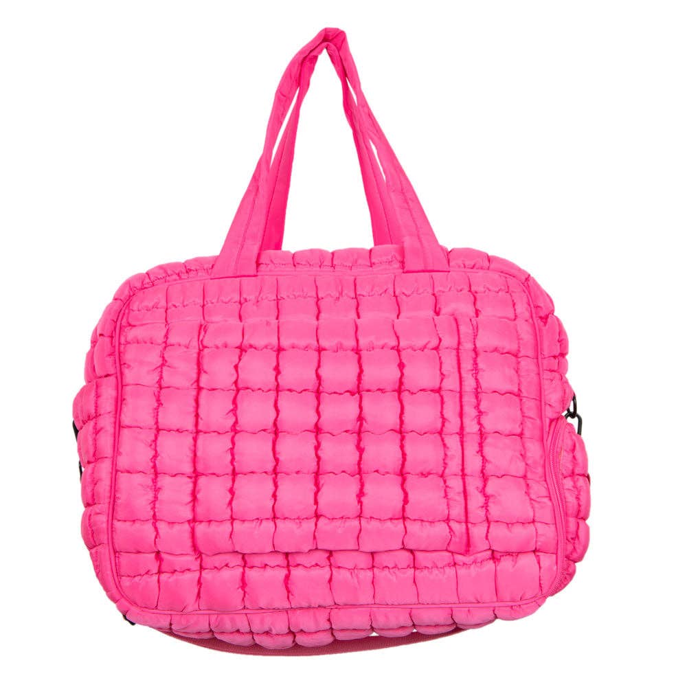 Hot Pink Quilted Duffel Mother's Day Weekender Bag