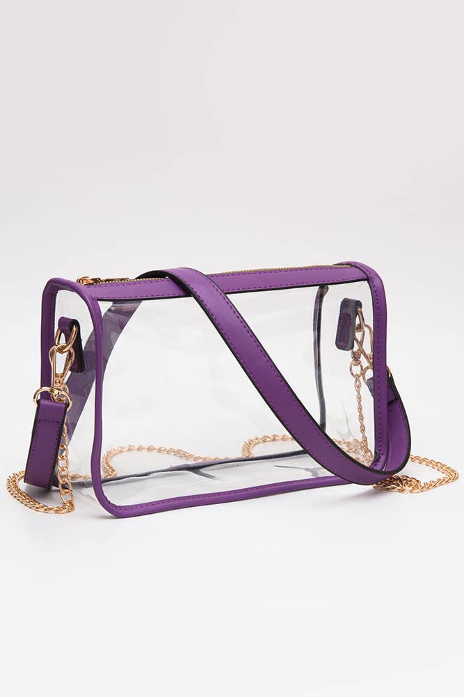 Clear Rectangle Stadium Concert Crossbody Bag-Gold