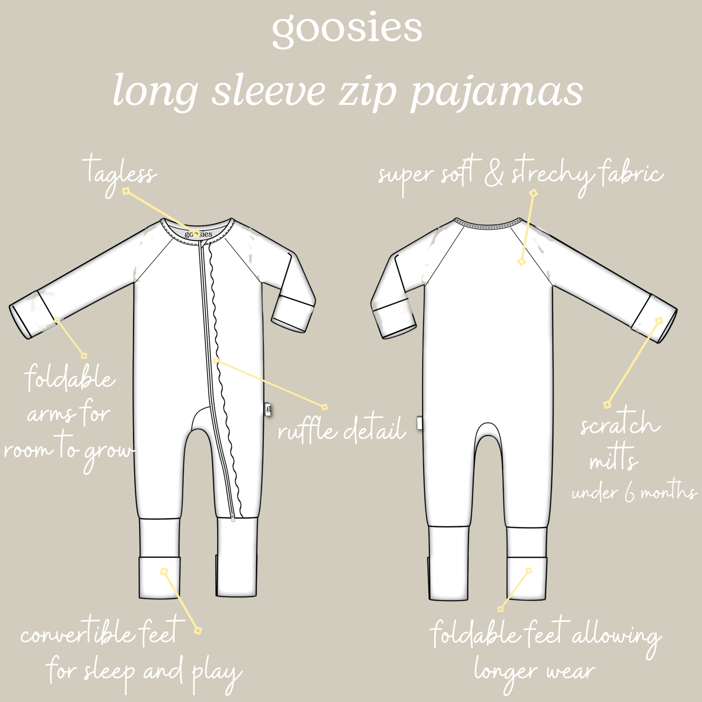 Magnolias Zip Pajamas : 3-6 months