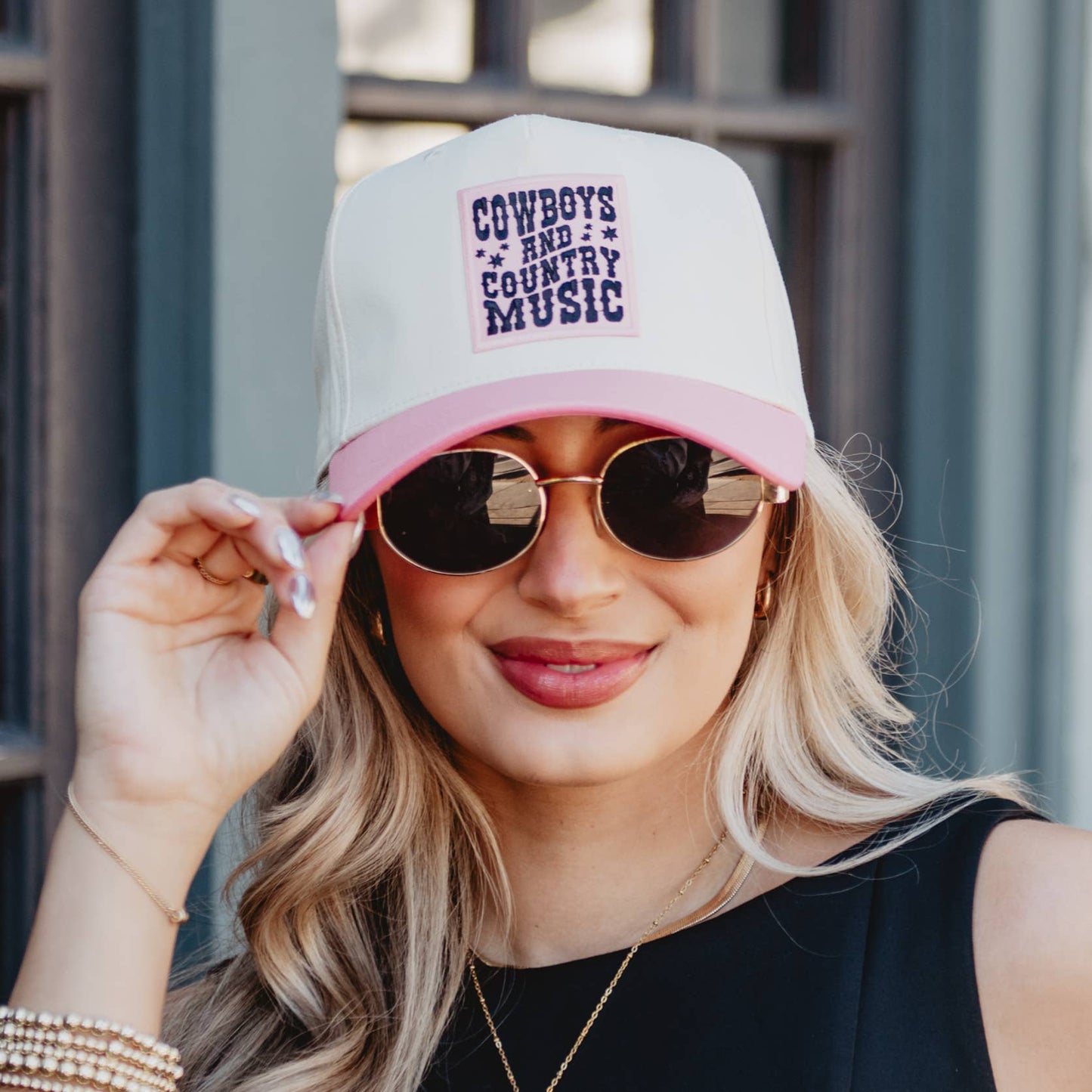 Cowboys & Country Music Pink Patch Two-Toned Hat