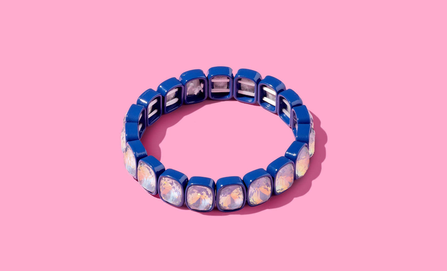 Stretch Bracelet - Enamel w/ Large Rectangle Stones - Layla