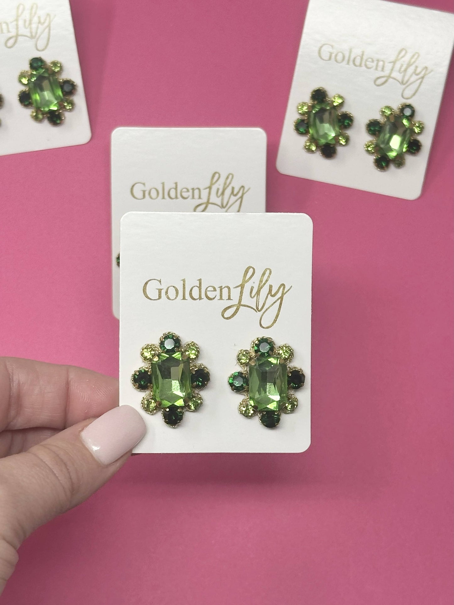 Fall Statement Stud Earrings - Green
