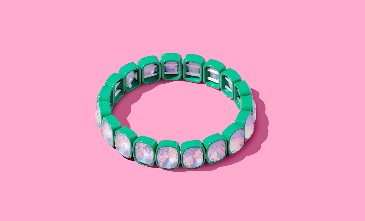 Stretch Bracelet - Enamel w/ Large Rectangle Stones - Layla