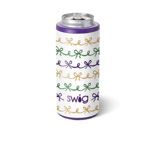 Mardi Gras Bows Skinny Can Cooler (12oz)-SWIG