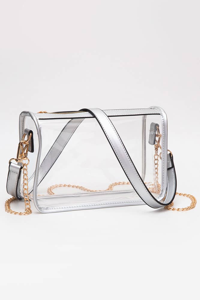 Clear Rectangle Stadium Concert Crossbody Bag-Gold