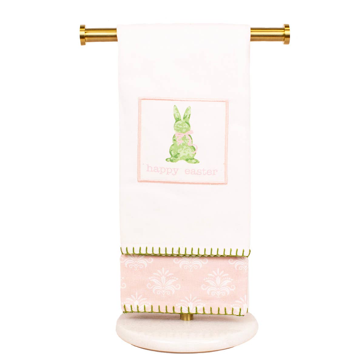 Kiara Boxwood Bunny Hand Towels White/Pink/Multi 20x28 Set of 2