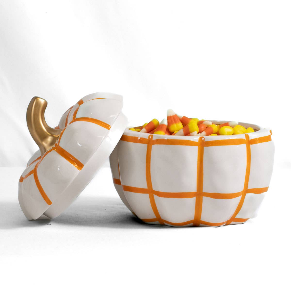 Monica Pumpkin Candy Dish White/Orange 6x6