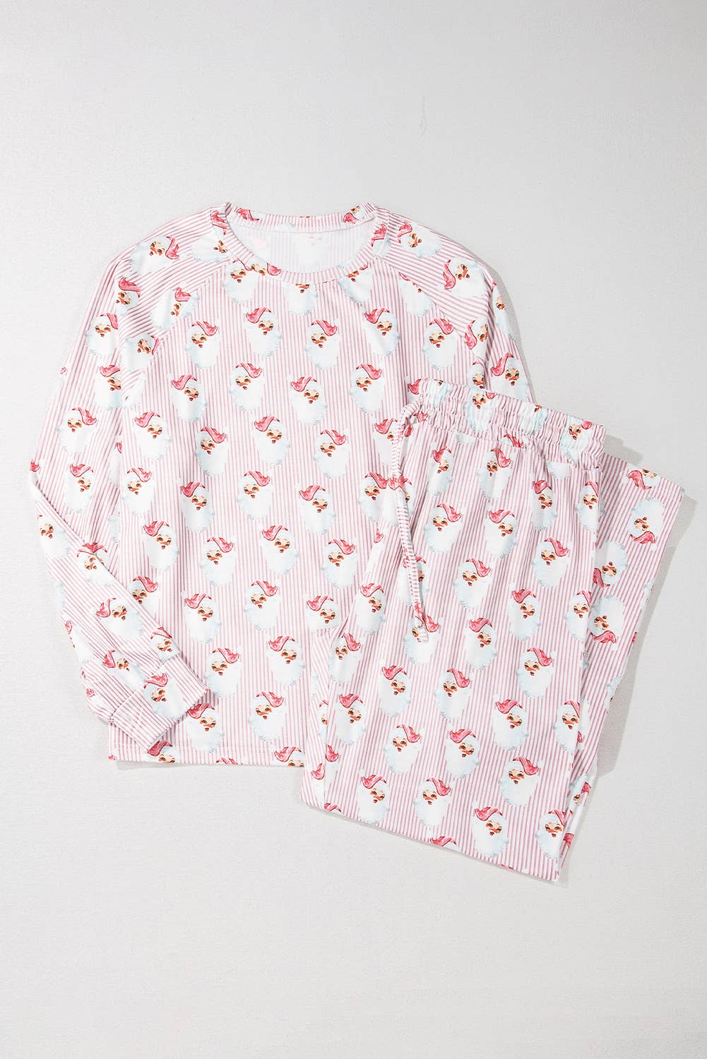 Christmas Santa Claus Striped Print Lounge Set | S-2XL