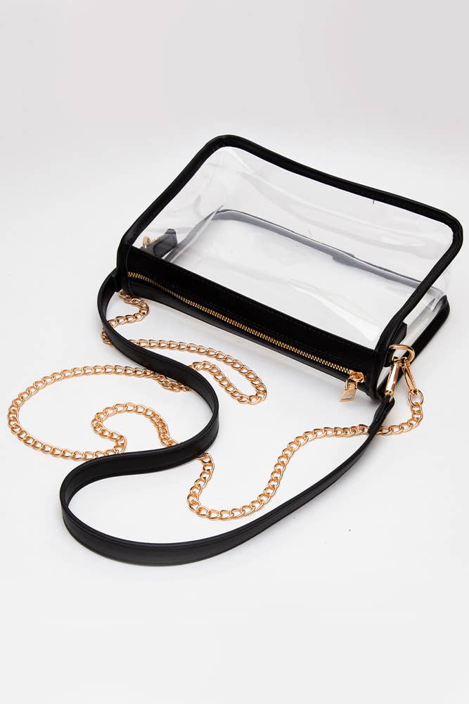 Clear Rectangle Stadium Concert Crossbody Bag-Gold