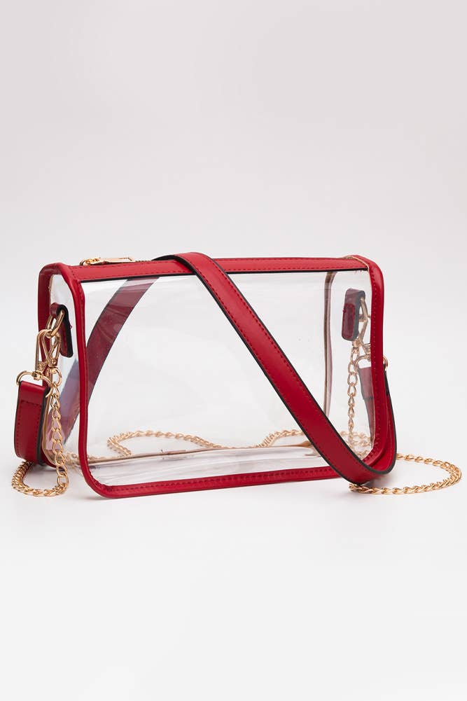 Clear Rectangle Stadium Concert Crossbody Bag-Gold