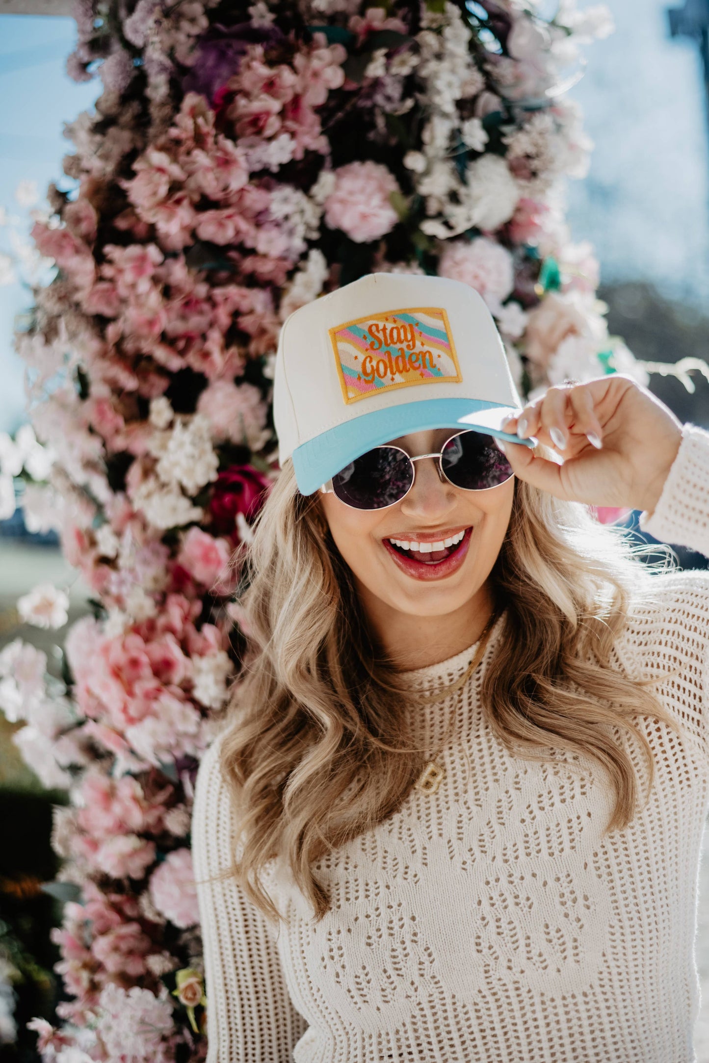 Stay Golden Patch Two-Toned Fitted Hat