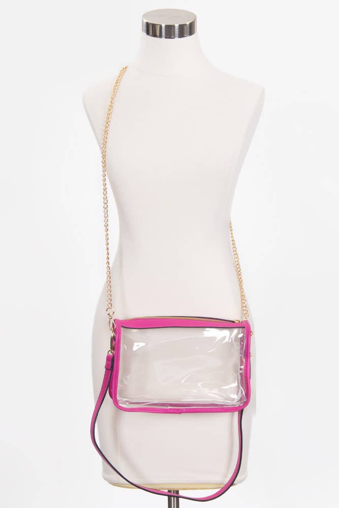 Clear Rectangle Stadium Concert Crossbody Bag-Gold