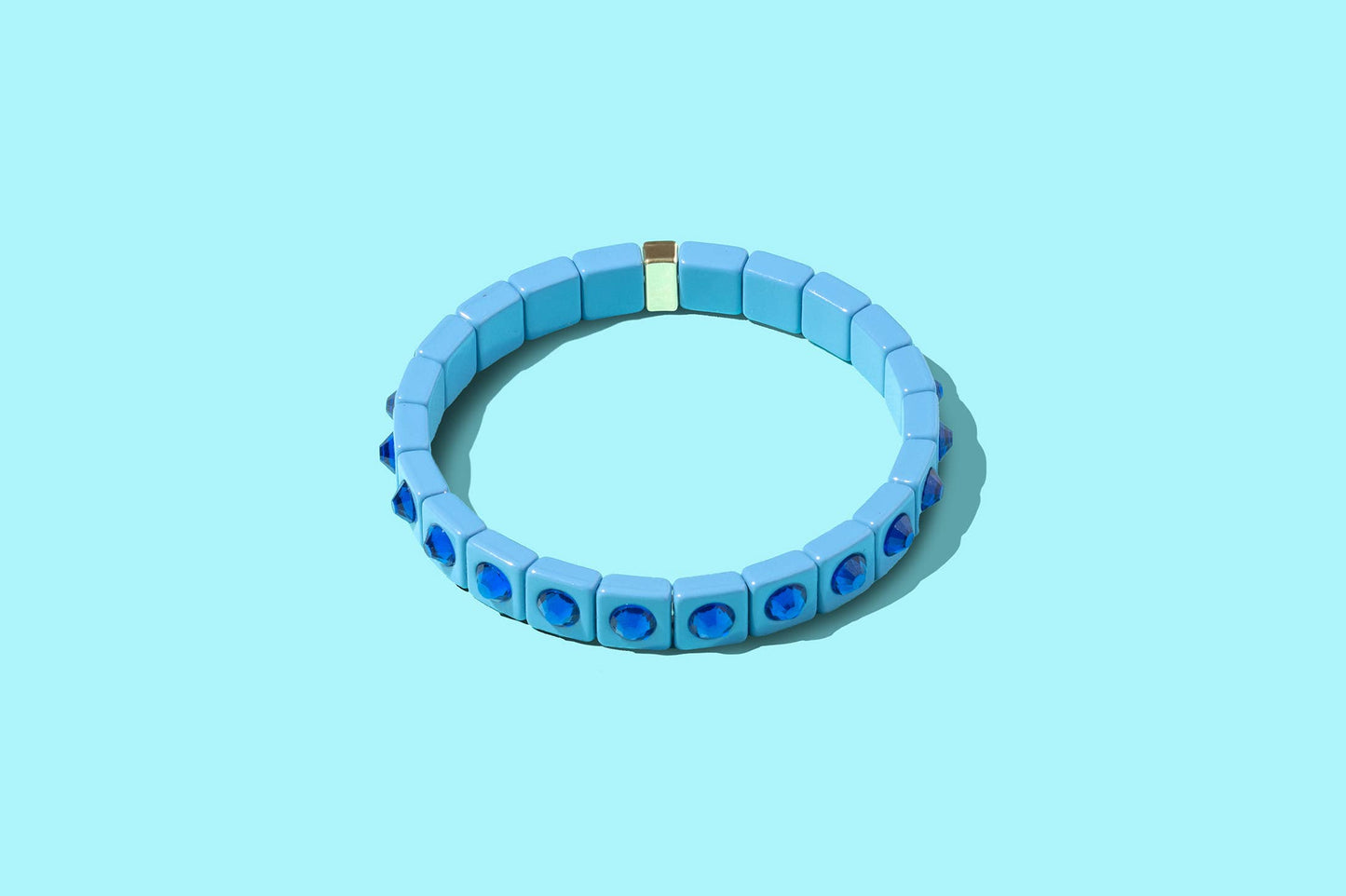 Stretch Bracelet - Enamel w/ Small Circle Stones - Maeve
