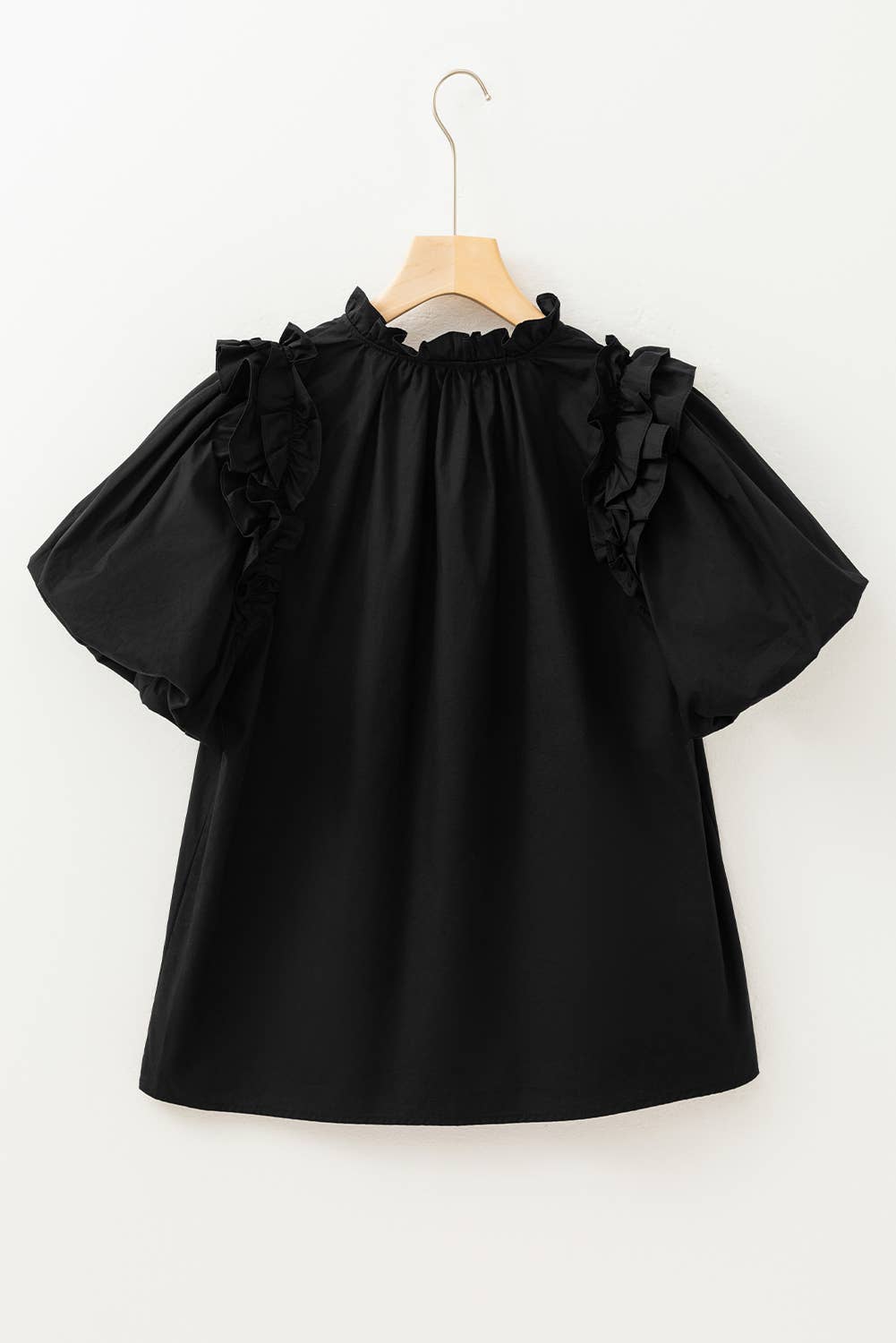 Ruffled Puff Short Sleeve Casual Blouse | S-XL