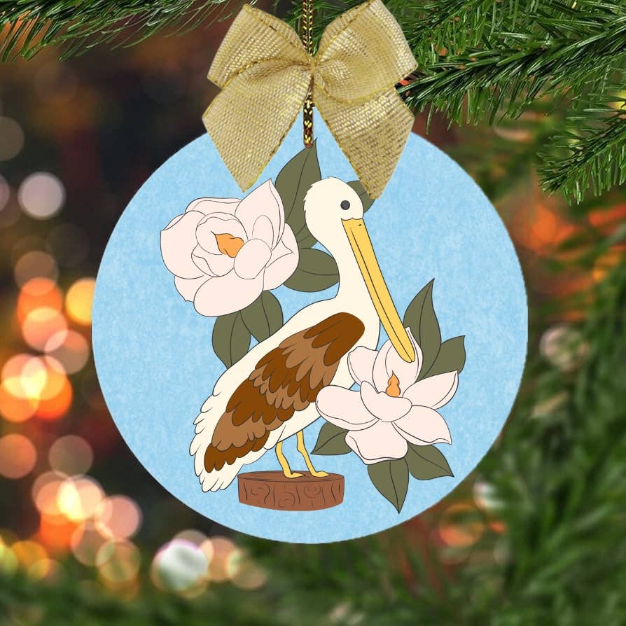 Pelican magnolia gulf coast Christmas ornaments