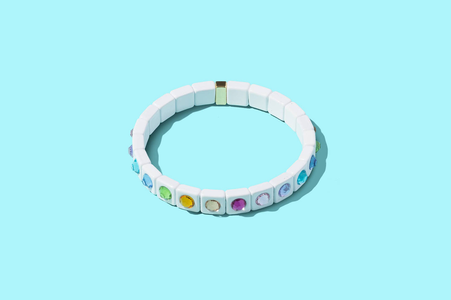 Stretch Bracelet - Enamel w/ Small Circle Stones - Maeve