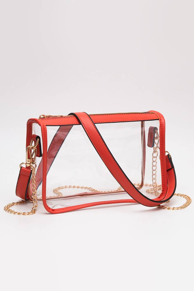 Clear Rectangle Stadium Concert Crossbody Bag-Gold