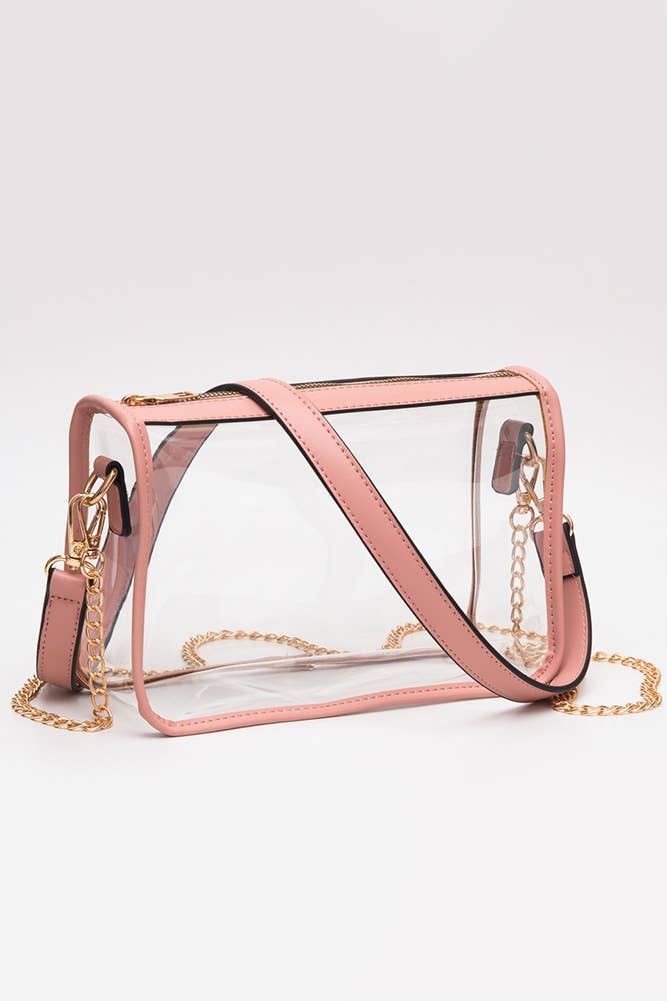 Clear Rectangle Stadium Concert Crossbody Bag-Gold