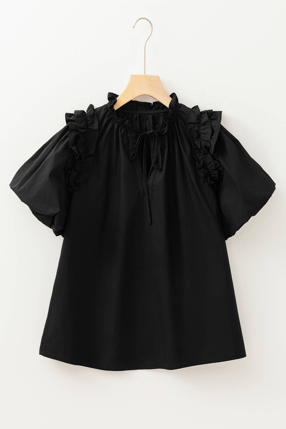 Ruffled Puff Short Sleeve Casual Blouse | S-XL