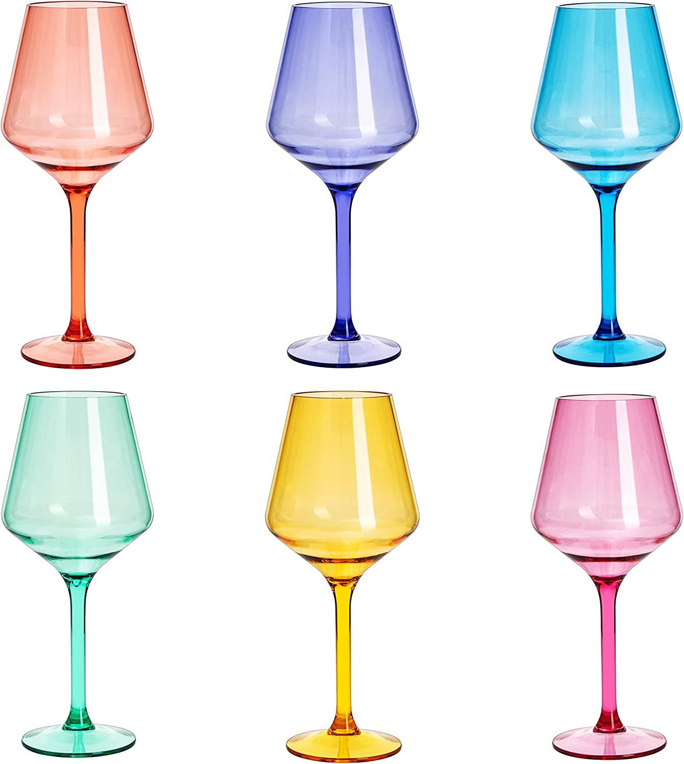 Single Unbreakable Colored Stemmed Wine Glasses, Acrylic Plastic oz