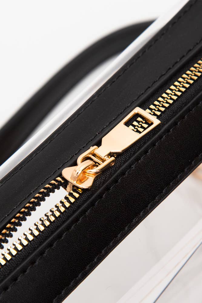 Clear Rectangle Stadium Concert Crossbody Bag-Gold
