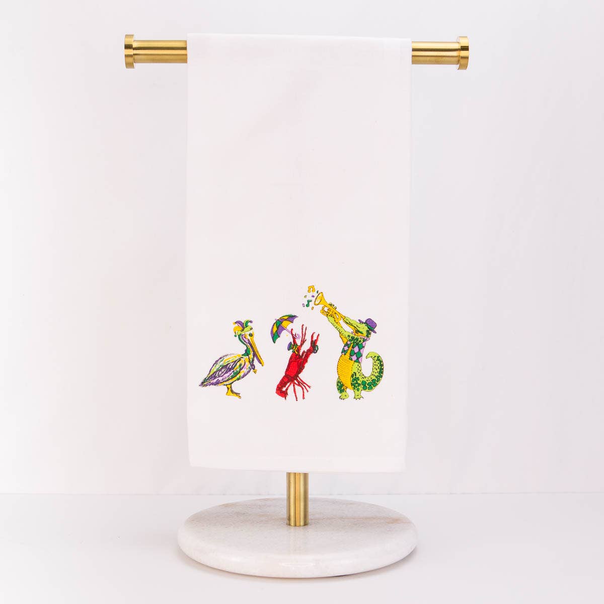 Mardi Gras Band Hand Towel White/Multi 20x28