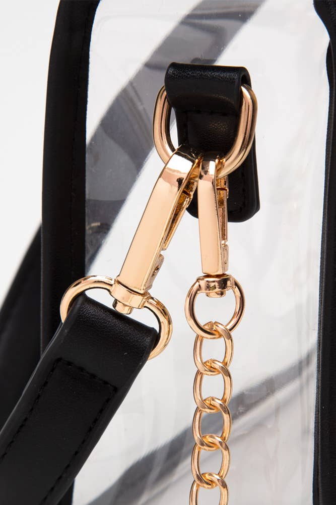 Clear Rectangle Stadium Concert Crossbody Bag-Gold