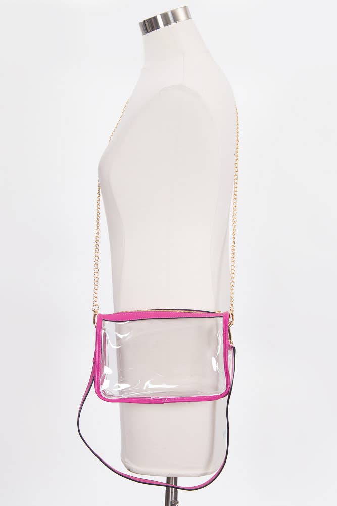 Clear Rectangle Stadium Concert Crossbody Bag-Gold