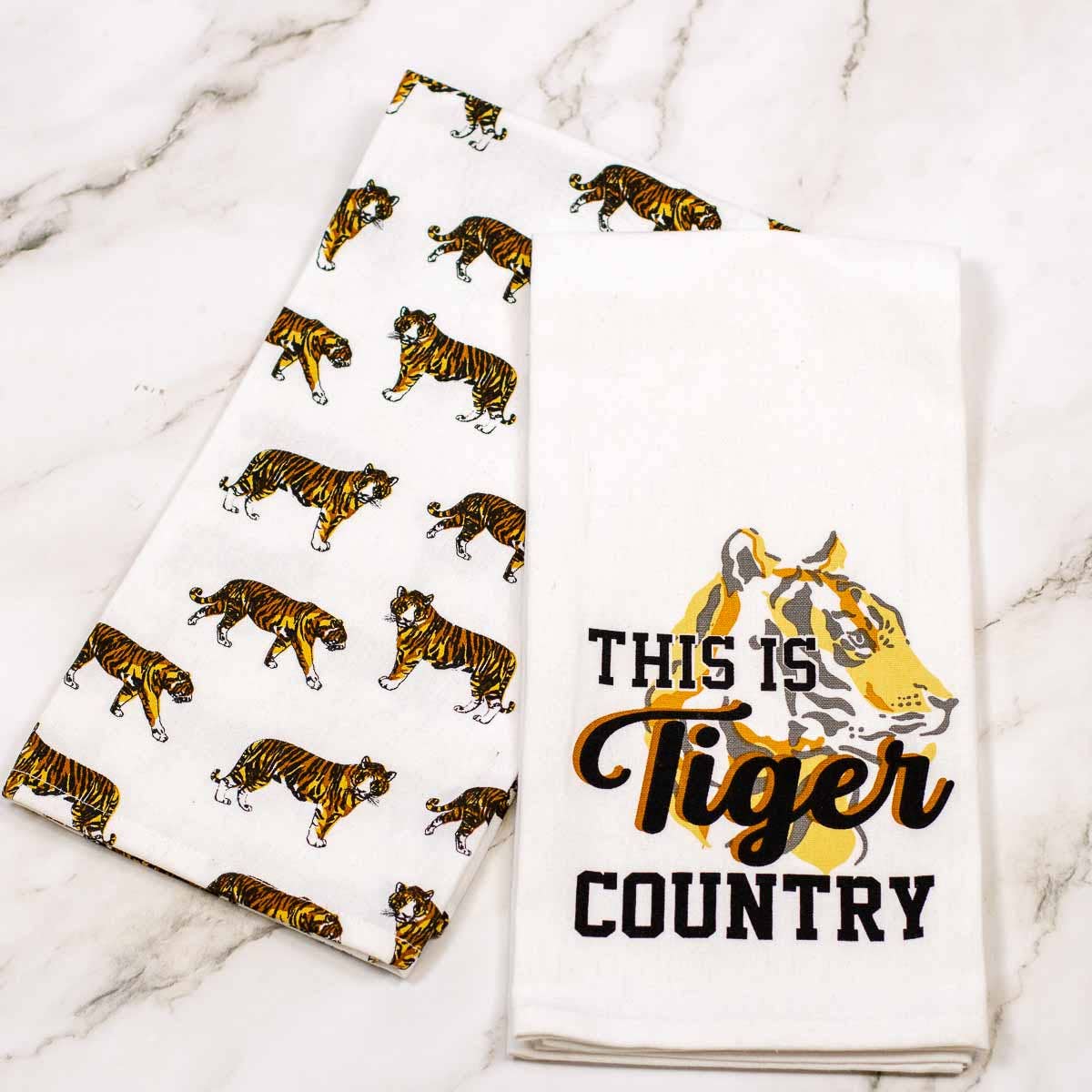 Tiger Country Hand Towel White/Black/Dark Orange 20x28 Set of 2