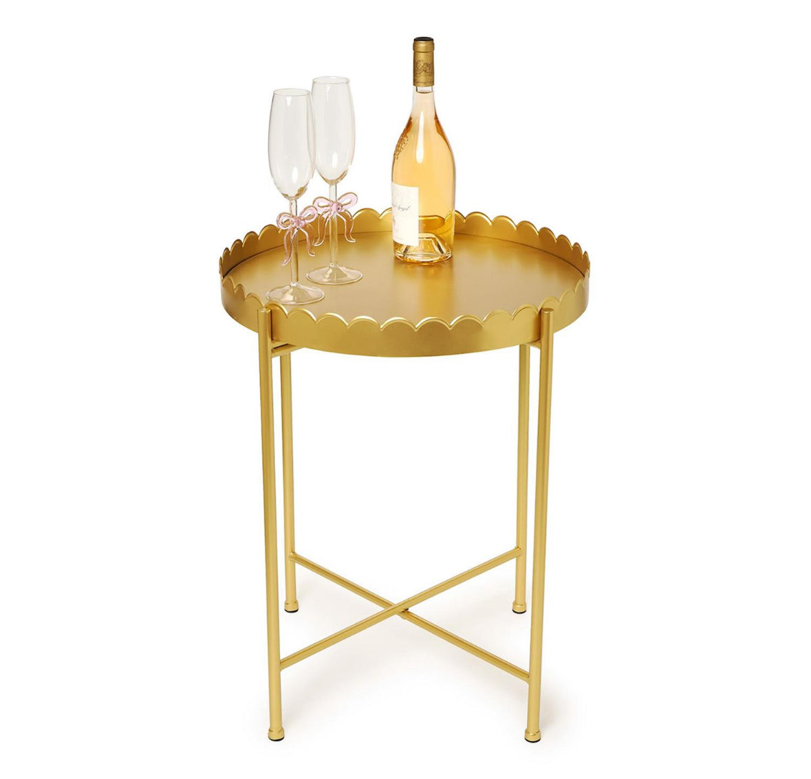 Gold Scalloped Edge Round Table