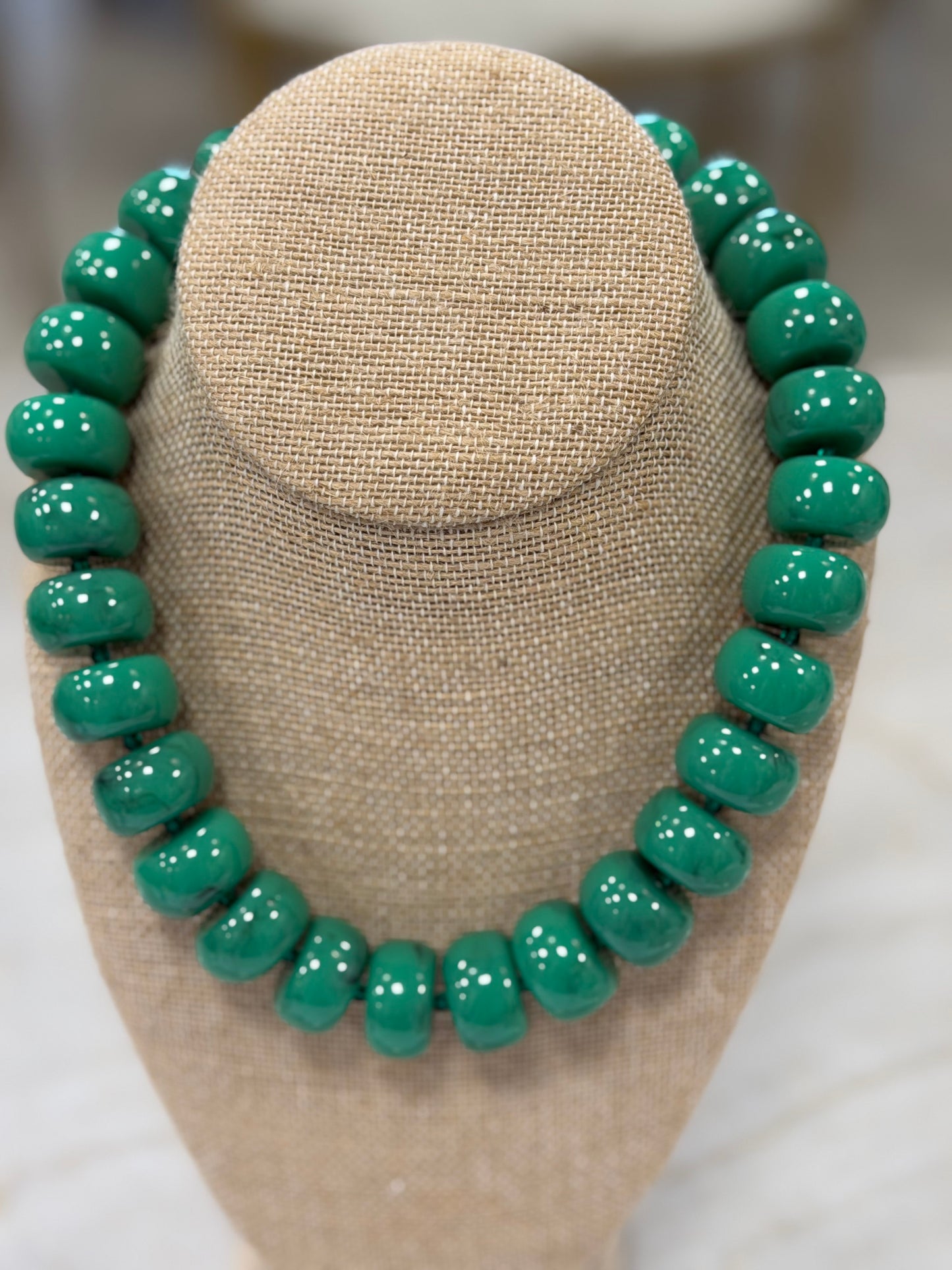 Green Chunky Beaded Necklace